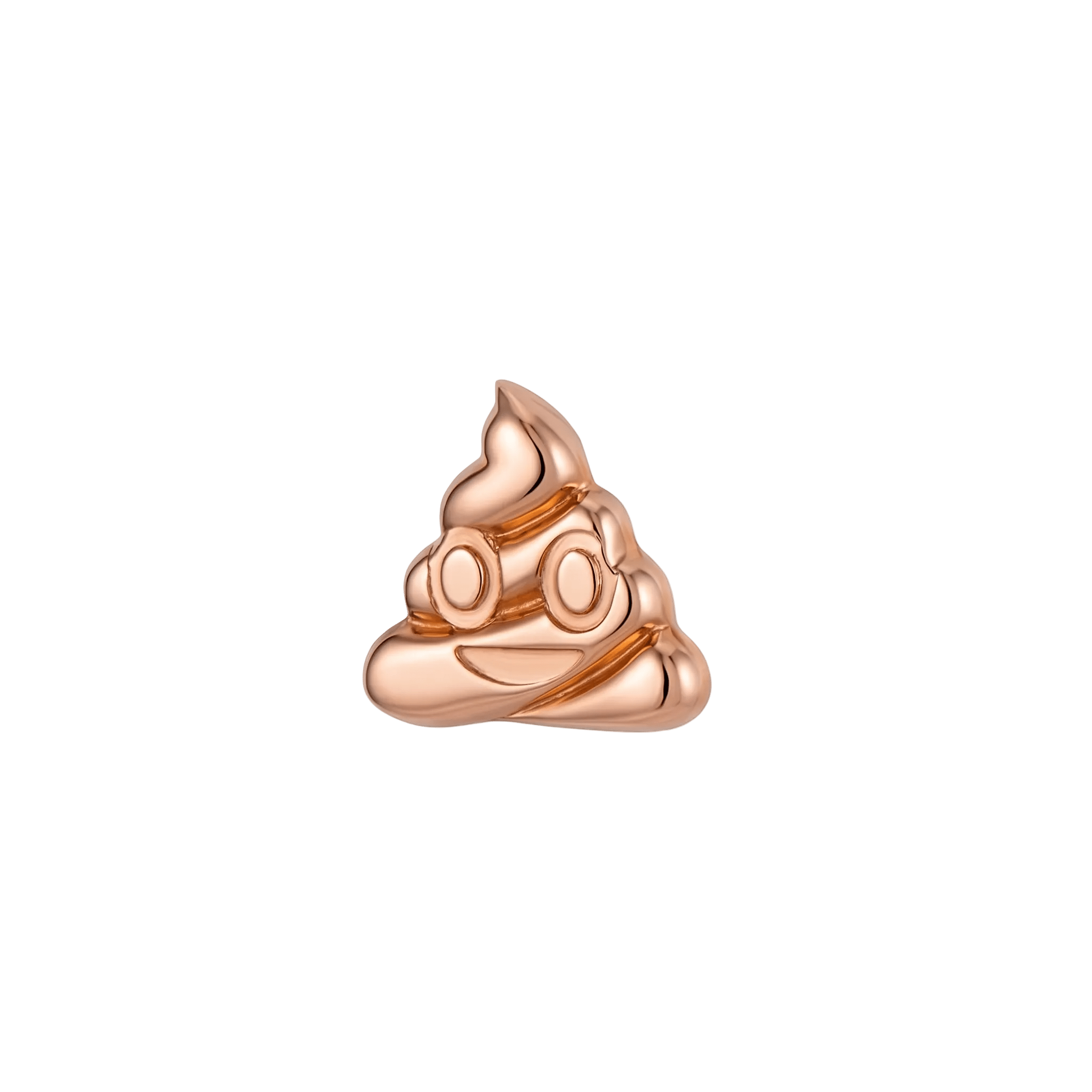 Poop Emoji - 14K Gold Threadless/Threaded End - piercing - zone.com