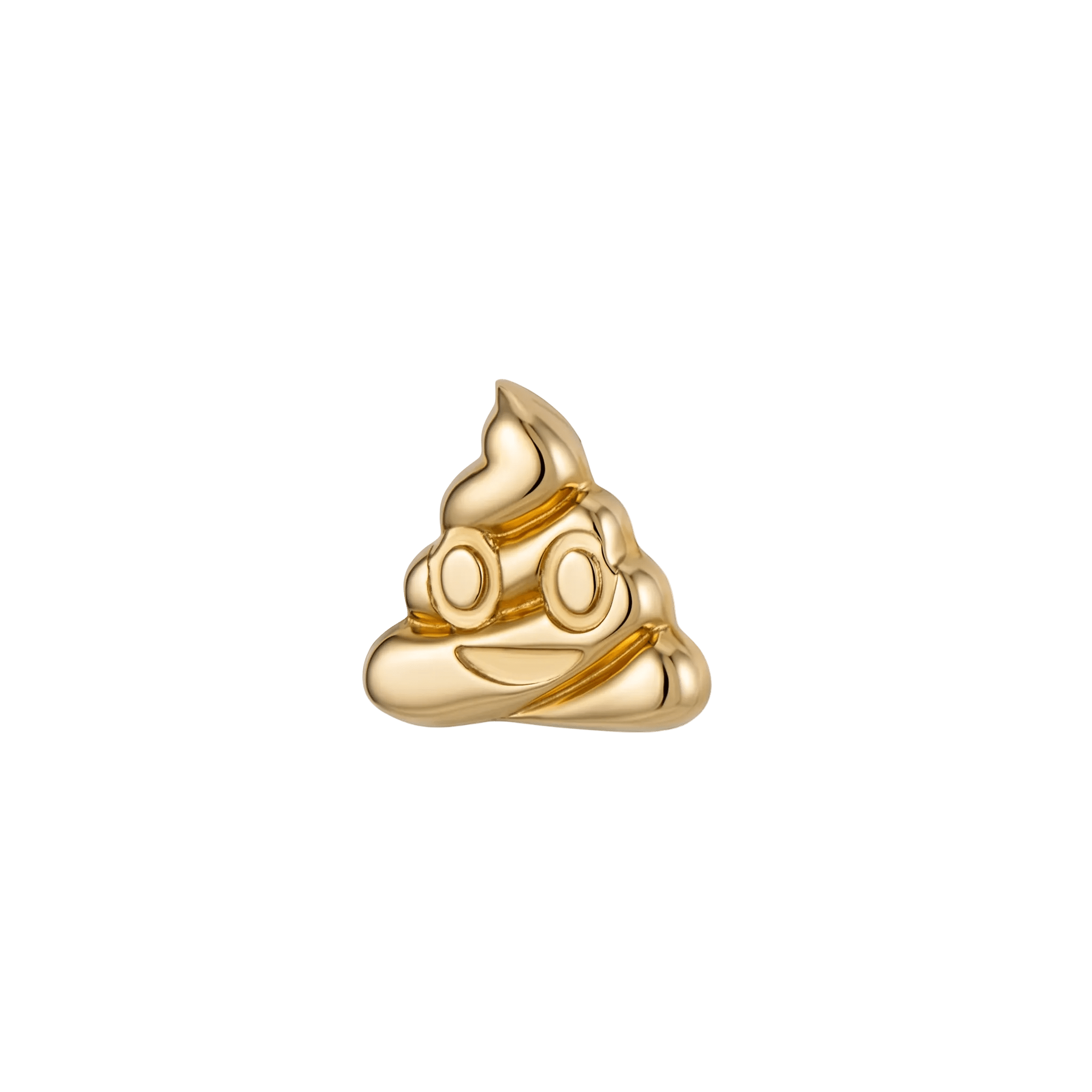 Poop Emoji - 14K Gold Threadless/Threaded End - piercing - zone.com
