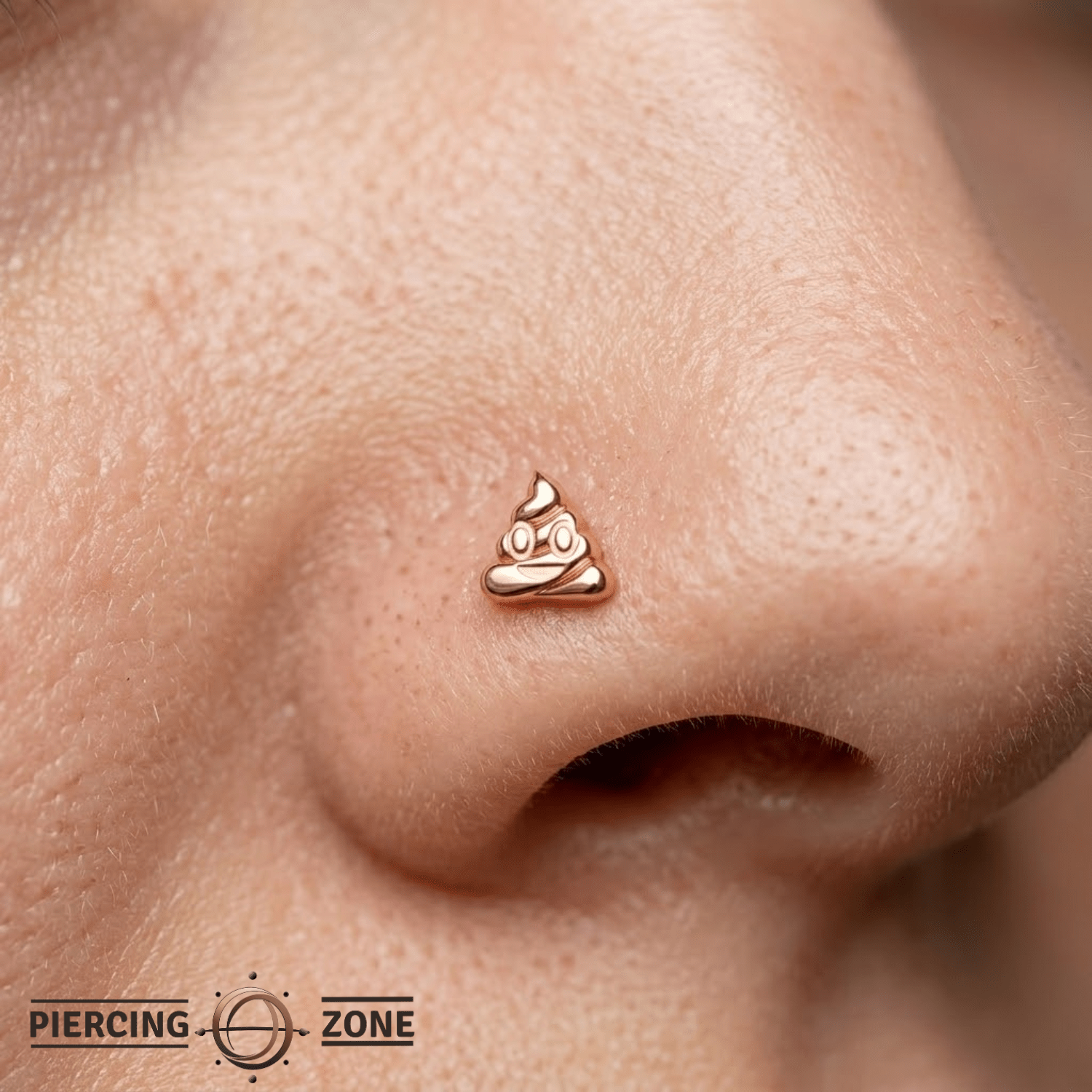 Poop Emoji - 14K Gold Threadless/Threaded End - piercing - zone.com