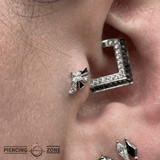 Powerhouse Black Enamel – 14K Gold CZ Threadless End - piercing - zone.com