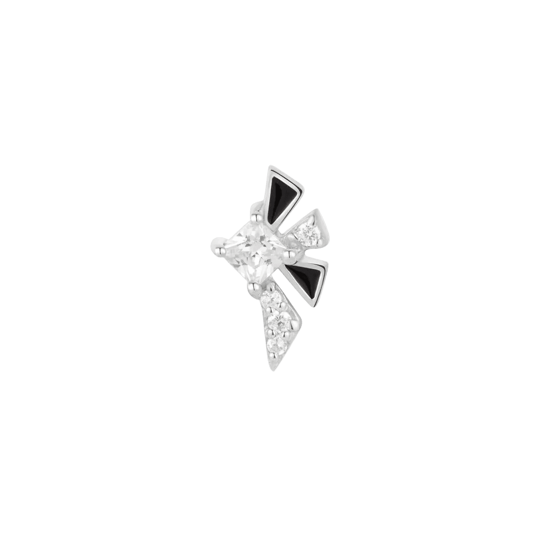 Powerhouse Black Enamel – 14K Gold CZ Threadless End - piercing - zone.com