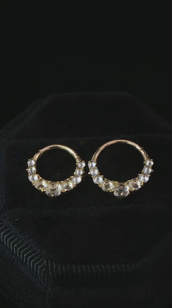 Sitting Pretty Clicker with White Topaz - 14K Gold Gem Clicker Ring - piercing - zone.com