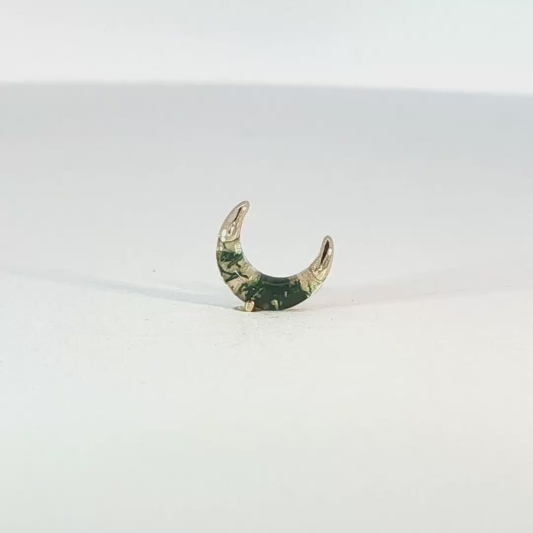 Witching Hour Moss Agate – 14K Gold Threadless End - piercing-zone.com