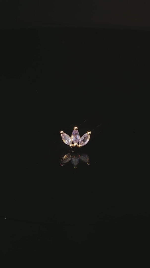 Moet Mini Threadless End with Tanzanite - 14K Gold Gem End - piercing - zone.com