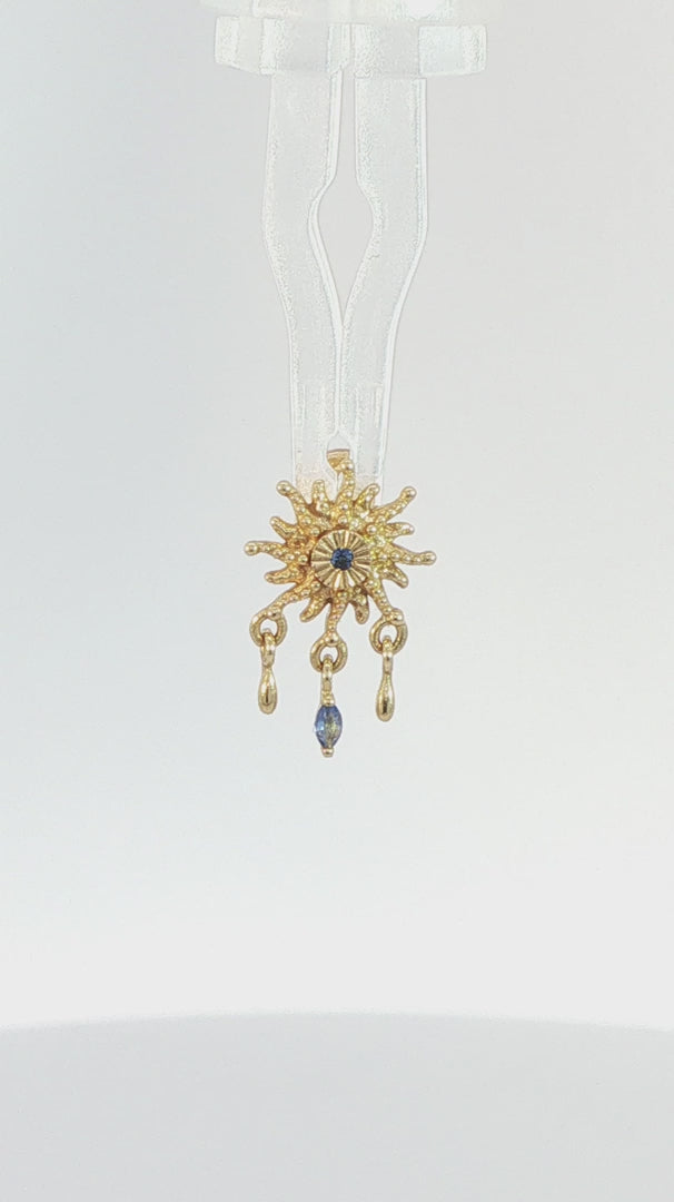 Soleil - 14K Gold Lab Blue Sapphire Threadless End - piercing - zone.com
