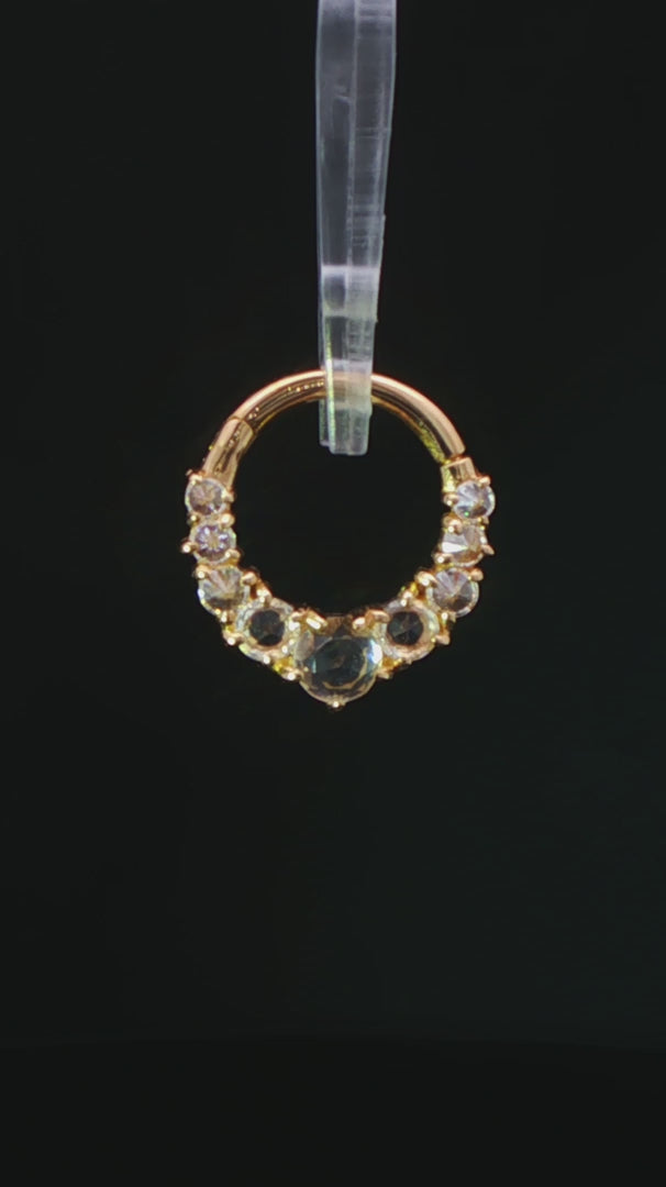 Sitting Pretty Clicker with White Topaz - 14K Gold Gem Clicker Ring - piercing - zone.com