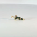 Spellbound Moss Agate – 14K Gold Threadless End - piercing-zone.com