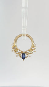 Anoora Clicker - 14K Gold Lab Blue Sapphire Clicker Ring - piercing - zone.com