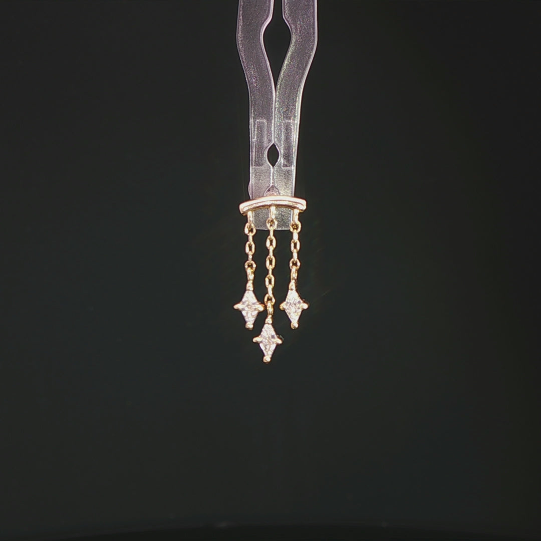 Kinetic Chain CZ Drop – 14K Gold Threadless End - piercing - zone.com