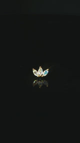 Moet Mini Threadless End with Rainbow Moonstone - 14K Gold Gem End - piercing - zone.com