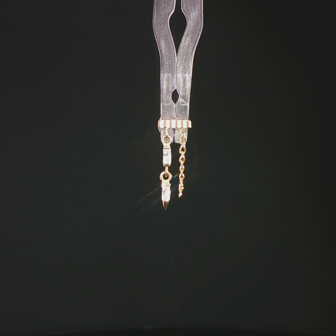 Double Vision Baguette CZ Chain – 14K Gold Threadless End - piercing - zone.com