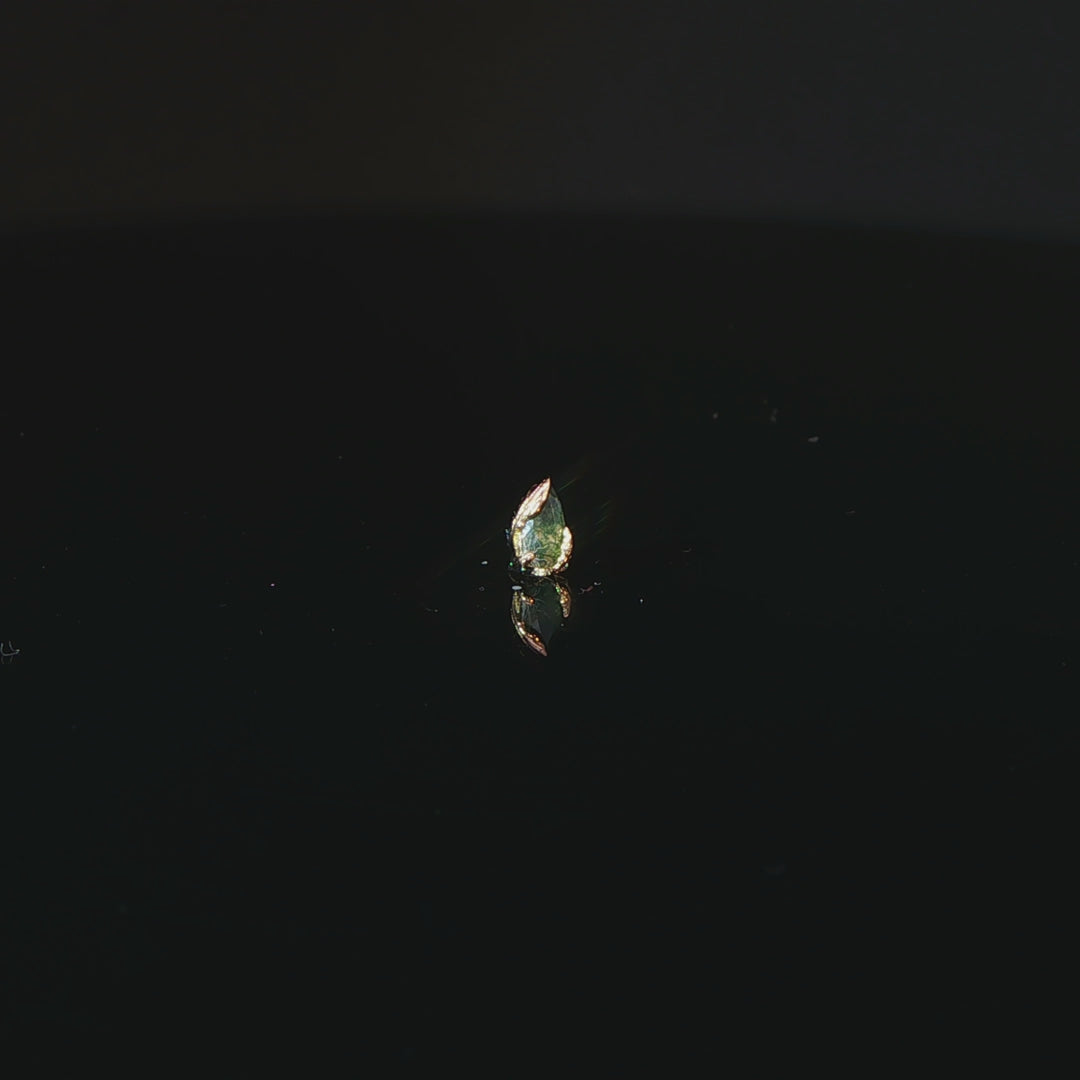 Occasion Pear Moss Agate – 14K Gold Threadless End - piercing - zone.com