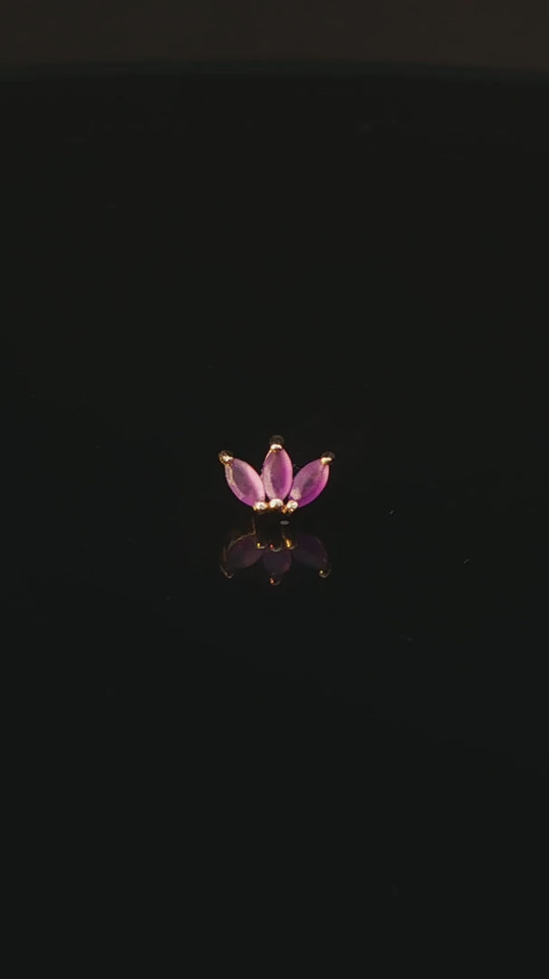 Moet Mini Threadless End with Sandblasted Amethyst - 14K Gold Gem End - piercing - zone.com