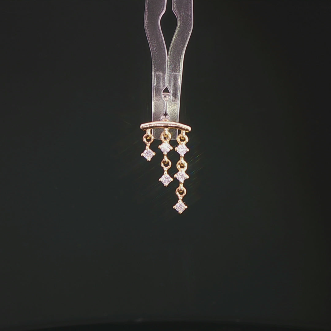 And Beyond CZ Cascade – 14K Gold Threadless End - piercing - zone.com