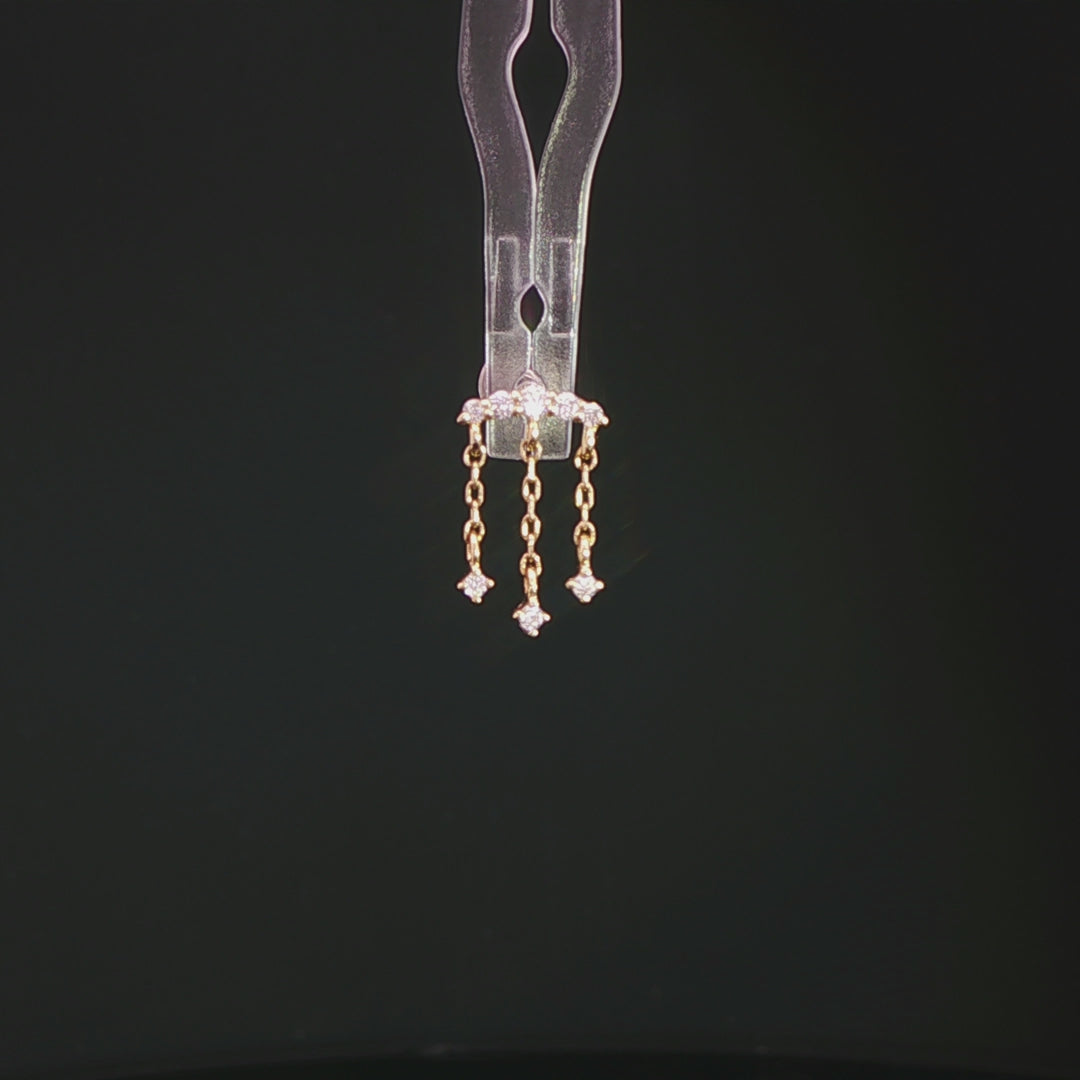 Moving On CZ Chain Arc – 14K Gold Threadless End - piercing - zone.com