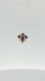 Oleander - 14K Gold Lab Blue Sapphire Threadless End - piercing - zone.com