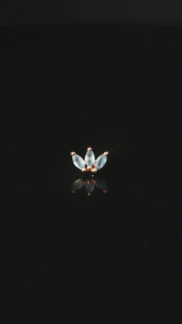 Moet Mini Threadless End with Sandblasted London Blue Topaz - 14K Gold Gem End - piercing - zone.com