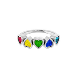 Pride Beloved Seamless Ring – 14K Gold Five - Heart Gem Design - piercing - zone.com
