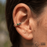 Pride Beloved Seamless Ring – 14K Gold Five - Heart Gem Design - piercing - zone.com