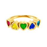 Pride Beloved Seamless Ring – 14K Gold Five-Heart Gem Design - piercing-zone.com