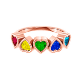 Pride Beloved Seamless Ring – 14K Gold Five-Heart Gem Design - piercing-zone.com