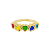 Pride Beloved Seamless Ring – 14K Gold Five - Heart Gem Design - piercing - zone.com