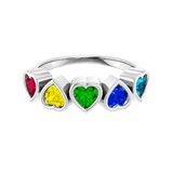 Pride Beloved Seamless Ring – 14K Gold Five-Heart Gem Design - piercing-zone.com