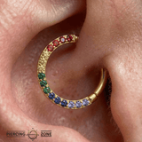 Pride Classic Clicker with Forward Facing Gems – 14K & 18K Gold - piercing - zone.com