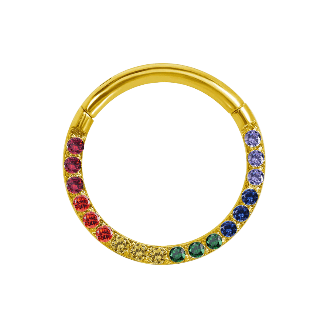 Pride Classic Clicker with Forward Facing Gems – 14K & 18K Gold - piercing - zone.com