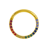 Pride Classic Clicker with Forward Facing Gems – 14K & 18K Gold - piercing - zone.com