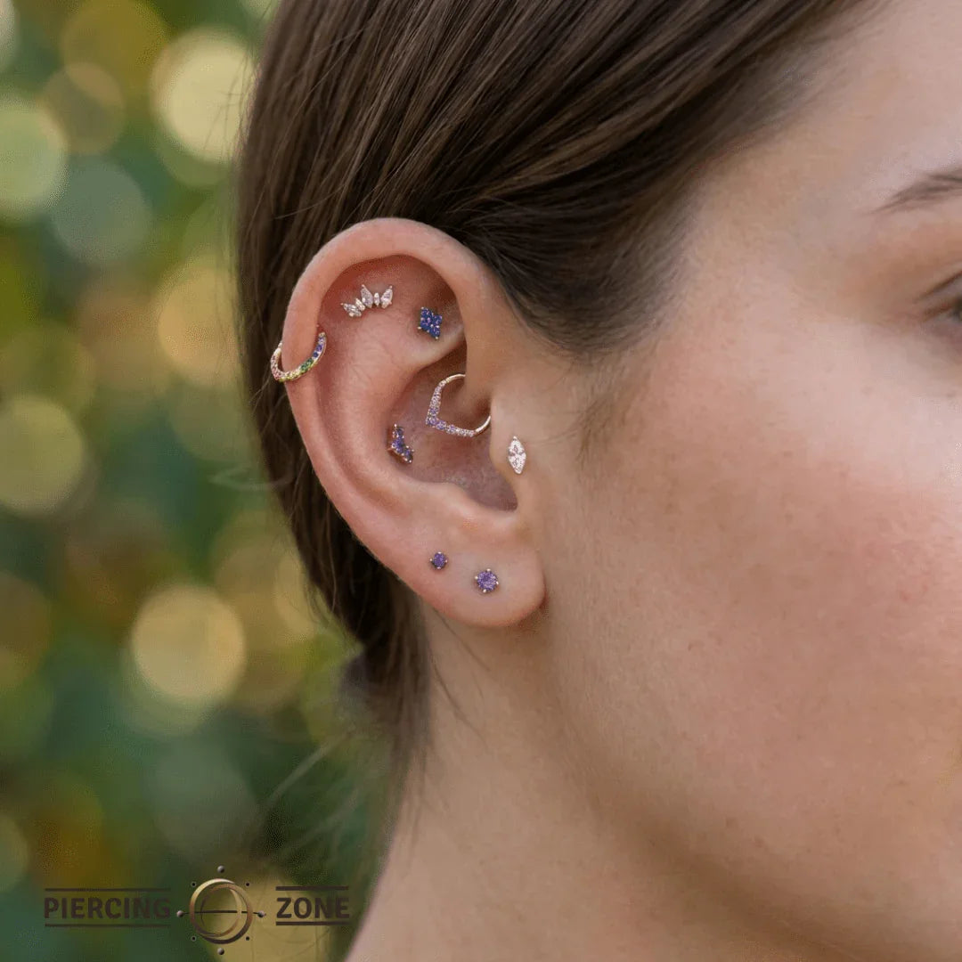 Pride Classic Clicker with Forward Facing Gems – 14K & 18K Gold - piercing - zone.com