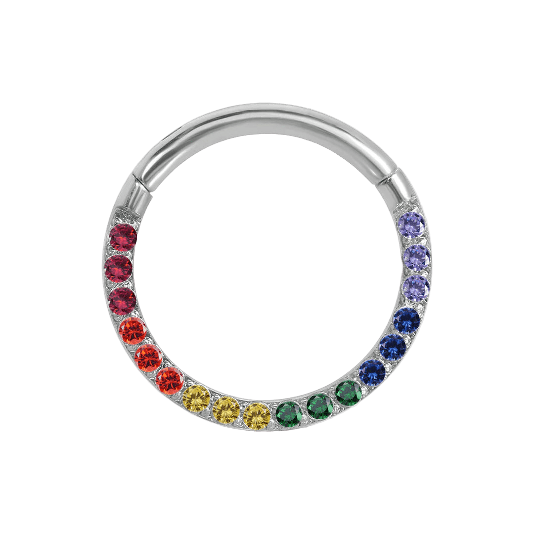 Pride Classic Clicker with Forward Facing Gems – 14K & 18K Gold - piercing - zone.com