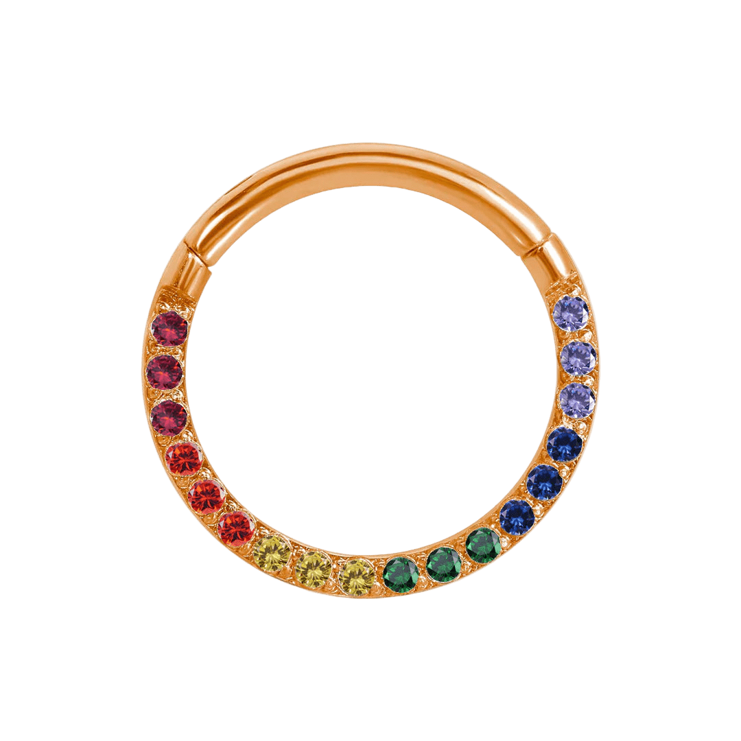 Pride Classic Clicker with Forward Facing Gems – 14K & 18K Gold - piercing - zone.com