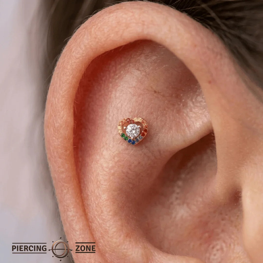 Pride Heart Beauty – 14K Gold Threadless/Threaded End - piercing - zone.com