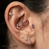 Pride Lightning Bolt – 14K Gold Threadless/Threaded End - piercing - zone.com