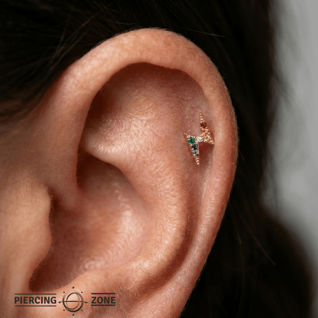 Pride Lightning Bolt – 14K Gold Threadless/Threaded End - piercing - zone.com