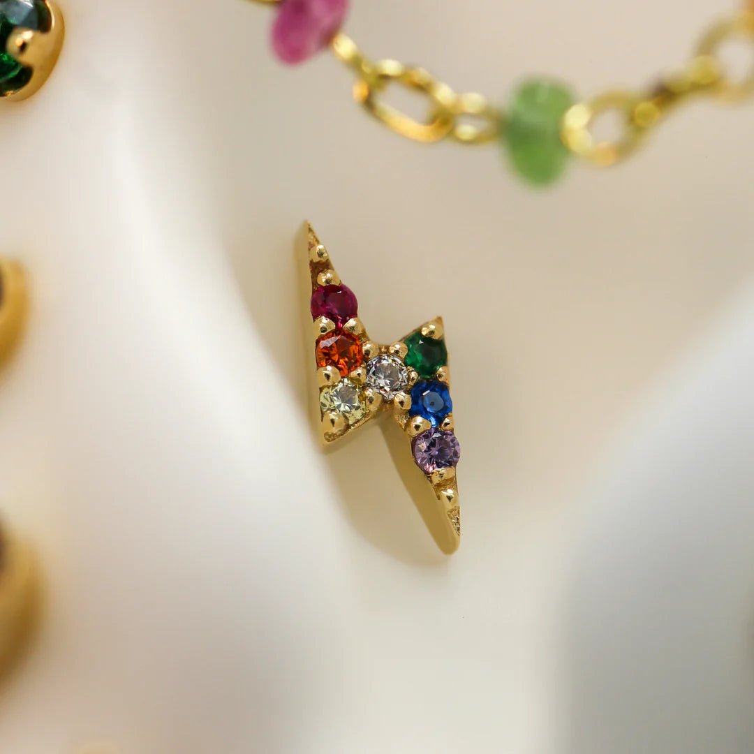 Pride Lightning Bolt – 14K/18K Gold Threadless End - piercing - zone.com