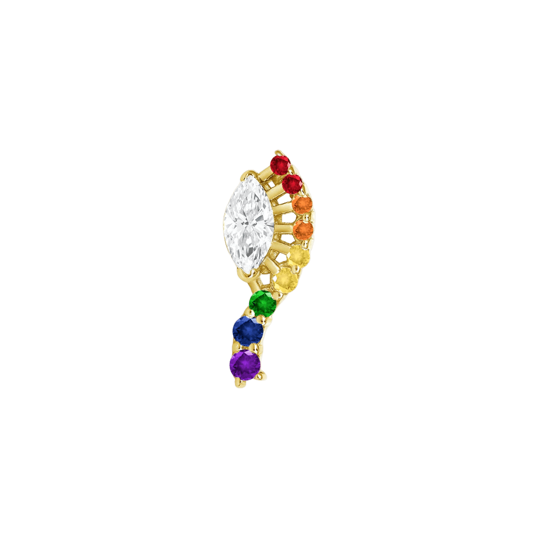 Pride Ninsi – 14K/18K Gold Marquise & Multi - Gem Threadless End - piercing - zone.com