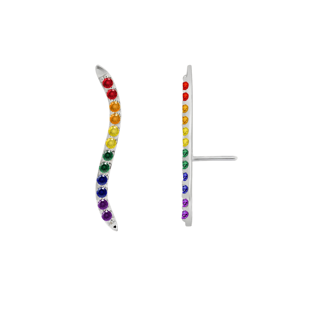 Pride Path With Gems – 14K/18K Gold Threadless End - piercing - zone.com