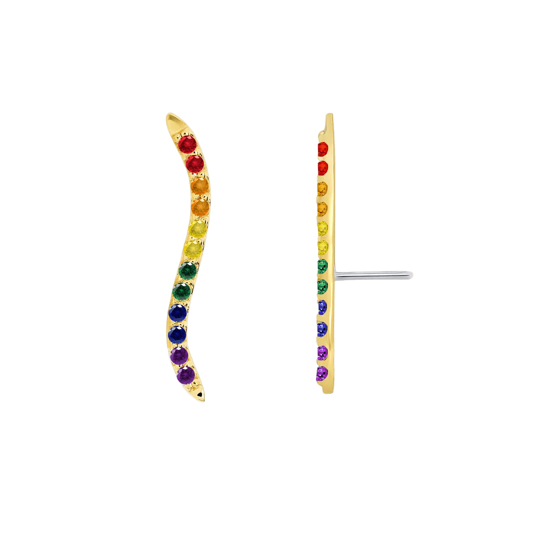 Pride Path With Gems – 14K/18K Gold Threadless End - piercing - zone.com