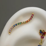Pride Path With Gems – 14K/18K Gold Threadless End - piercing - zone.com