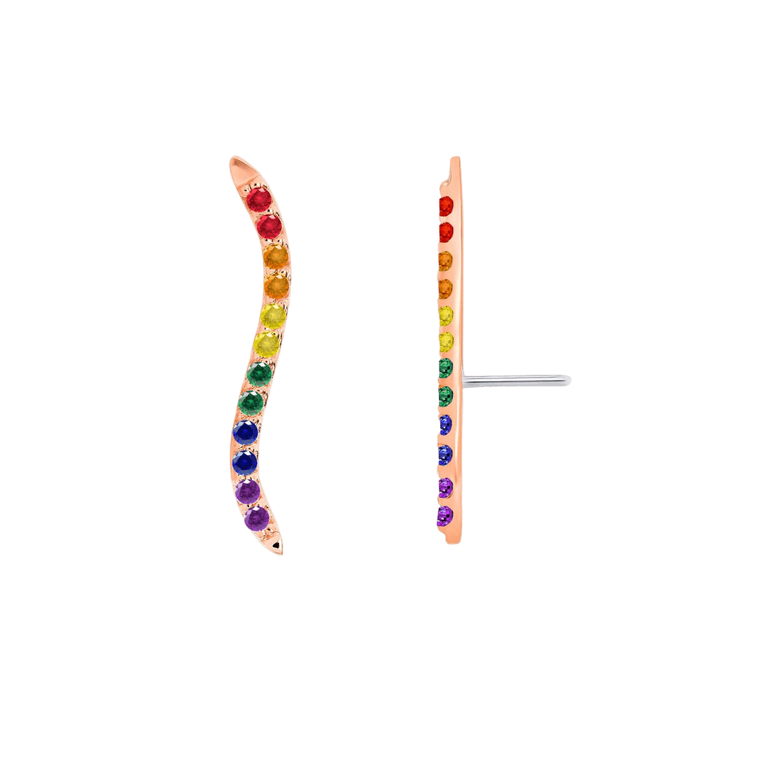 Pride Path With Gems – 14K/18K Gold Threadless End - piercing - zone.com