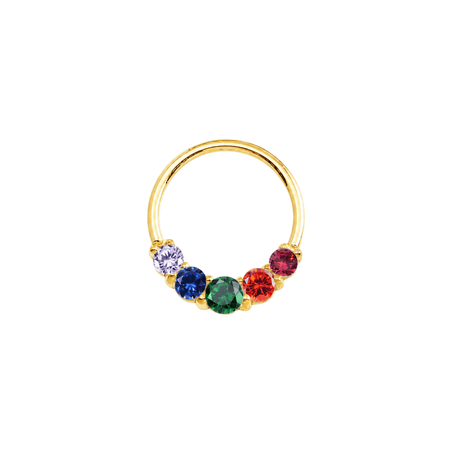 Pride Prong Set 5 Gem Seamless Ring – 14K Gold Five-Stone Arc Design - piercing-zone.com