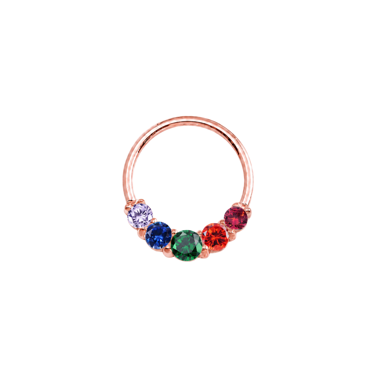 Pride Prong Set 5 Gem Seamless Ring – 14K Gold Five-Stone Arc Design - piercing-zone.com