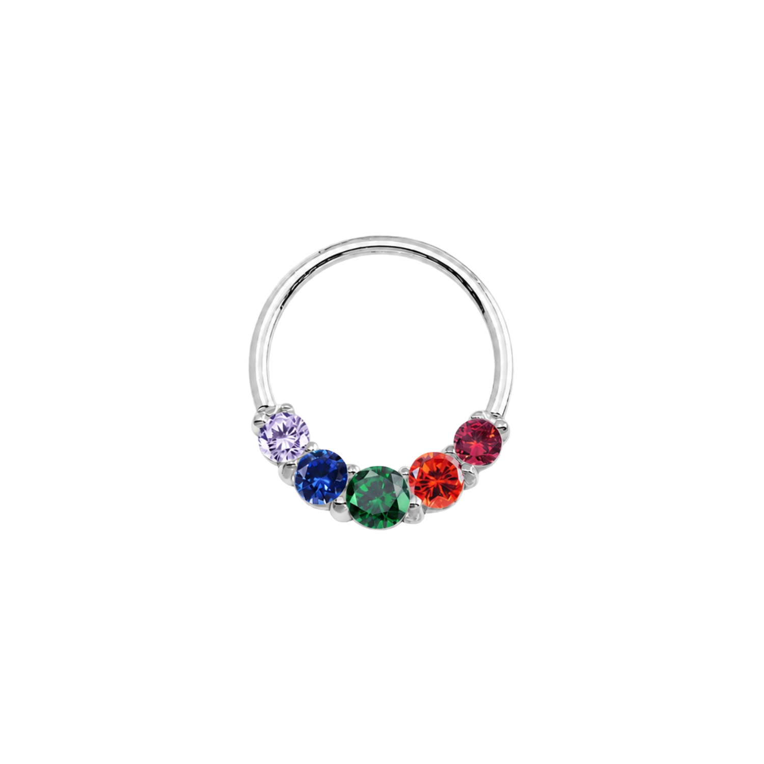 Pride Prong Set 5 Gem Seamless Ring – 14K Gold Five-Stone Arc Design - piercing-zone.com
