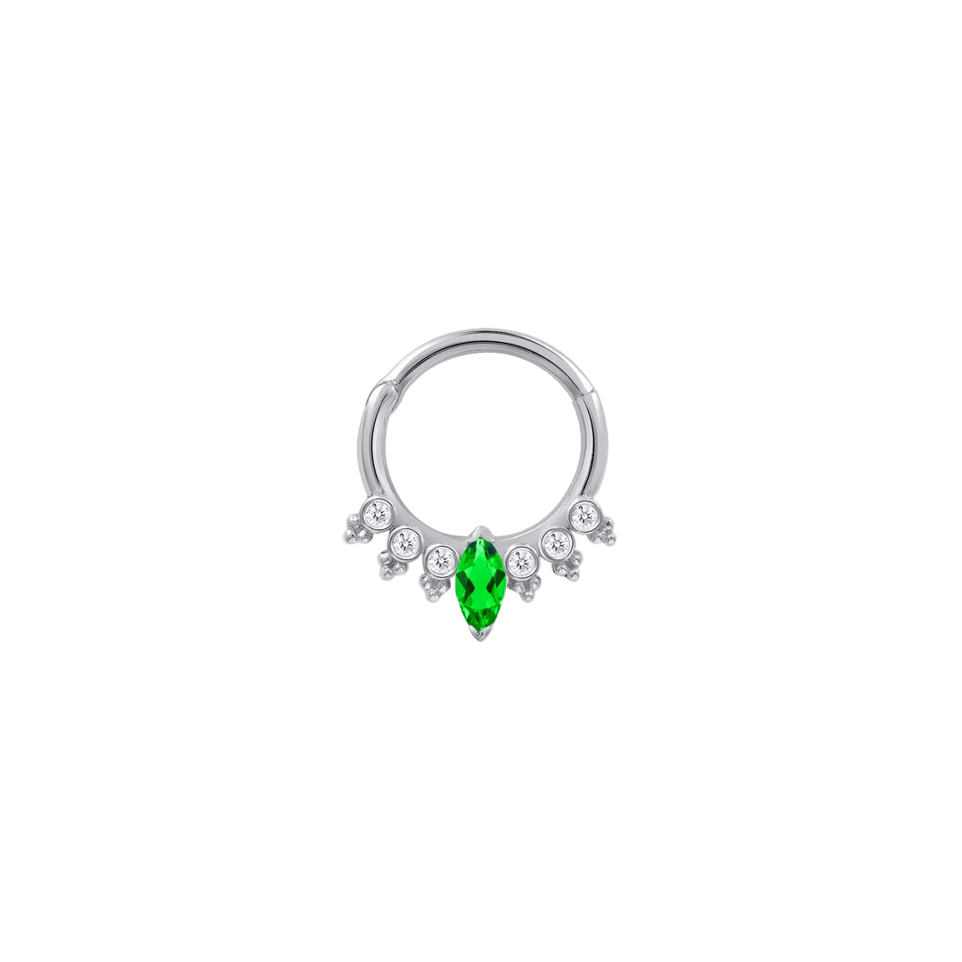 Princess Clicker with Marquise & Round Gems – 14K & 18K Gold - piercing - zone.com