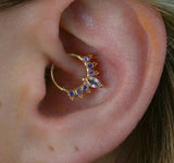 Princess Clicker with Marquise & Round Gems – 14K & 18K Gold - piercing - zone.com