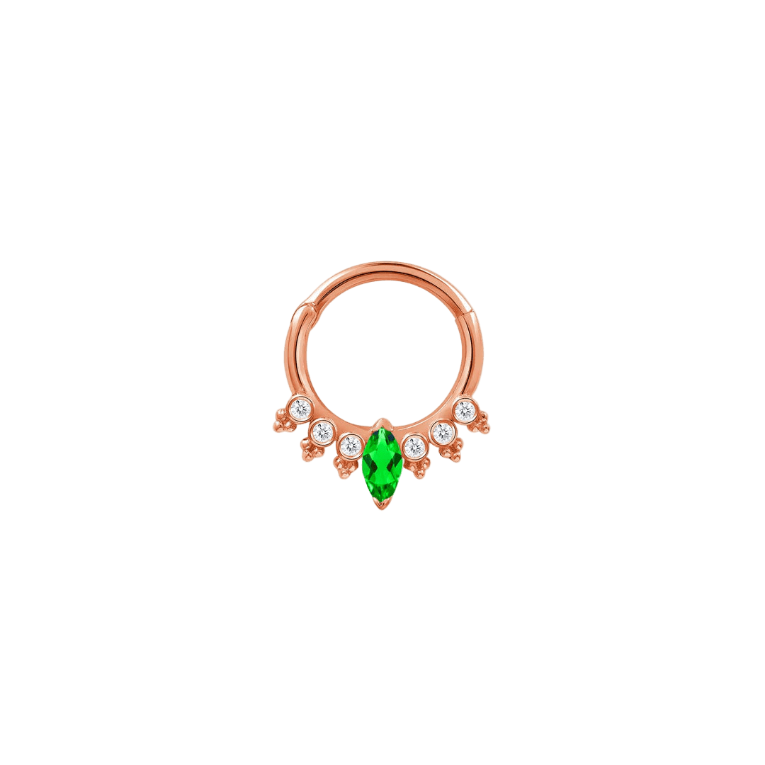 Princess Clicker with Marquise & Round Gems – 14K & 18K Gold - piercing - zone.com