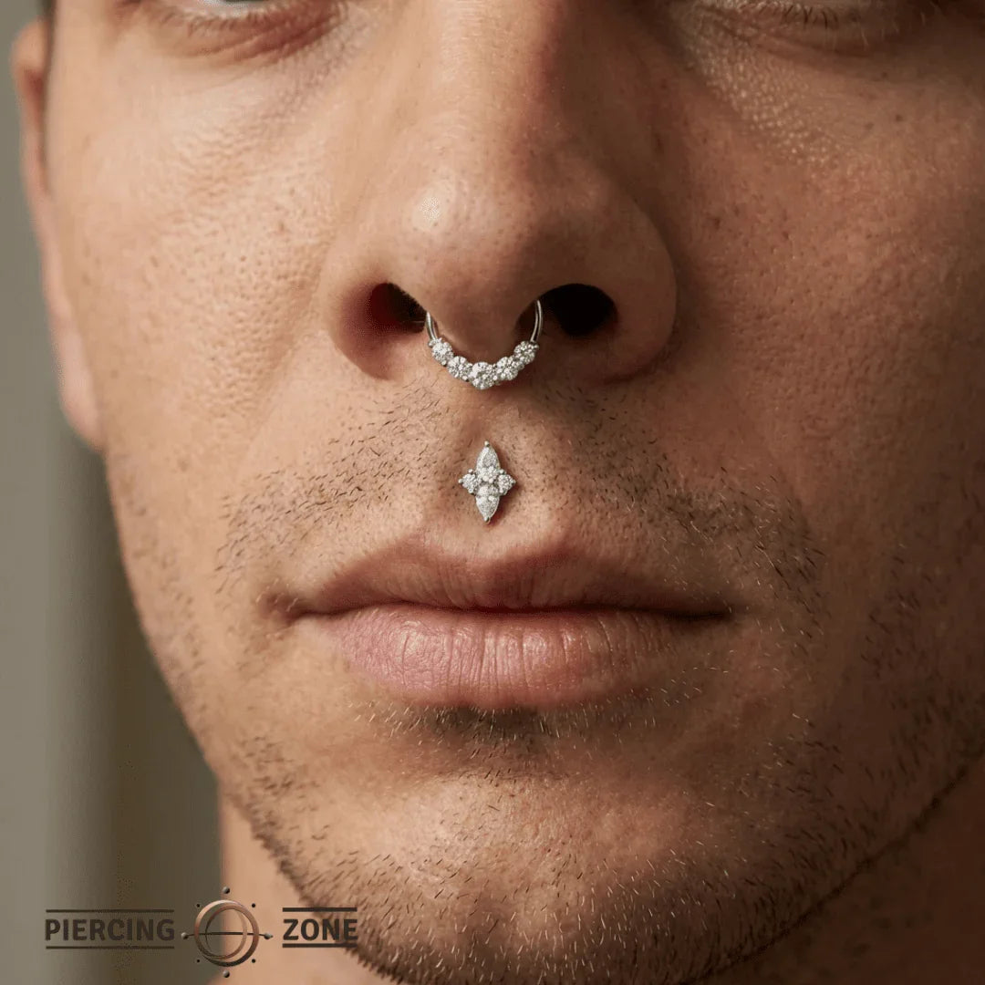 Prong Set 5 Gem Seamless Ring – 14K Gold Cup & Divot Design - piercing - zone.com