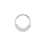 Prong Set 5 Gem Seamless Ring – 14K Gold Cup & Divot Design - piercing - zone.com